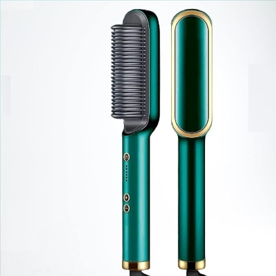 Picture of Hair Straightener Brush - 2 In 1 Hair Hot Comb Anti-Scald Hair Straightener Brush For Girls - Electric Hair Straightening ComboRed, Black, Blue