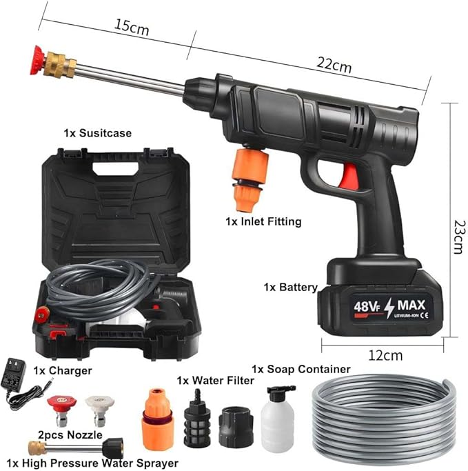 Picture of 48v High Pressure Cordless Car Washer Wireless Spray Portable Water Gun Cleaning Machine For Irrigation With Lithium Battery - Sarah Pro
