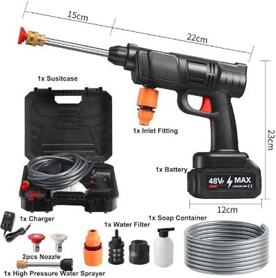 Picture of 48v High Pressure Cordless Car Washer Wireless Spray Portable Water Gun Cleaning Machine For Irrigation With Lithium Battery - Sarah Pro