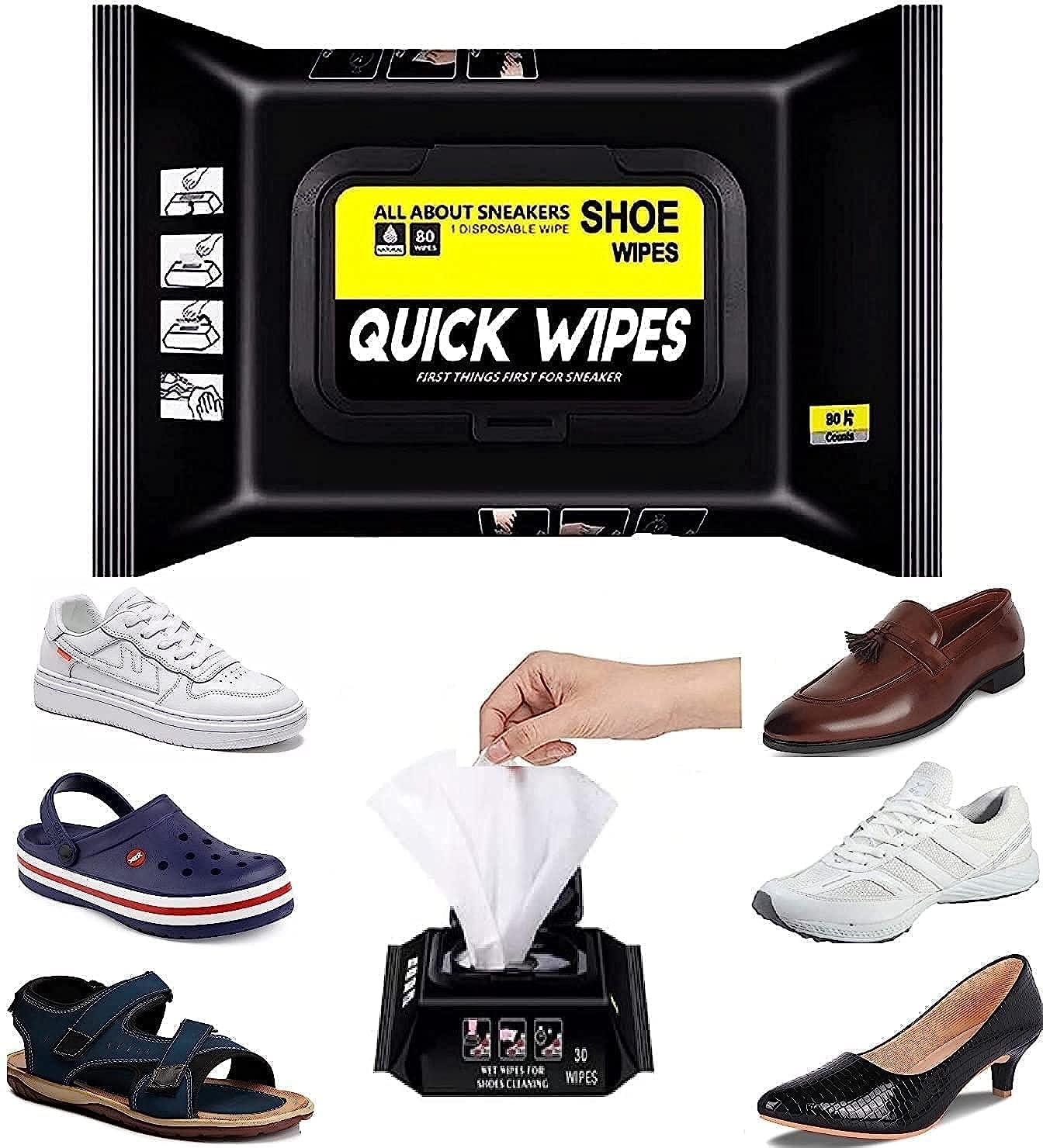 Picture of Disposable Shoe Cleaning Wipes Quick Shine Clean Wet Wipes (80 Wipes In 1 Packet)