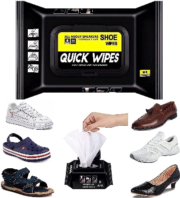 Picture of Disposable Shoe Cleaning Wipes Quick Shine Clean Wet Wipes (80 Wipes In 1 Packet)