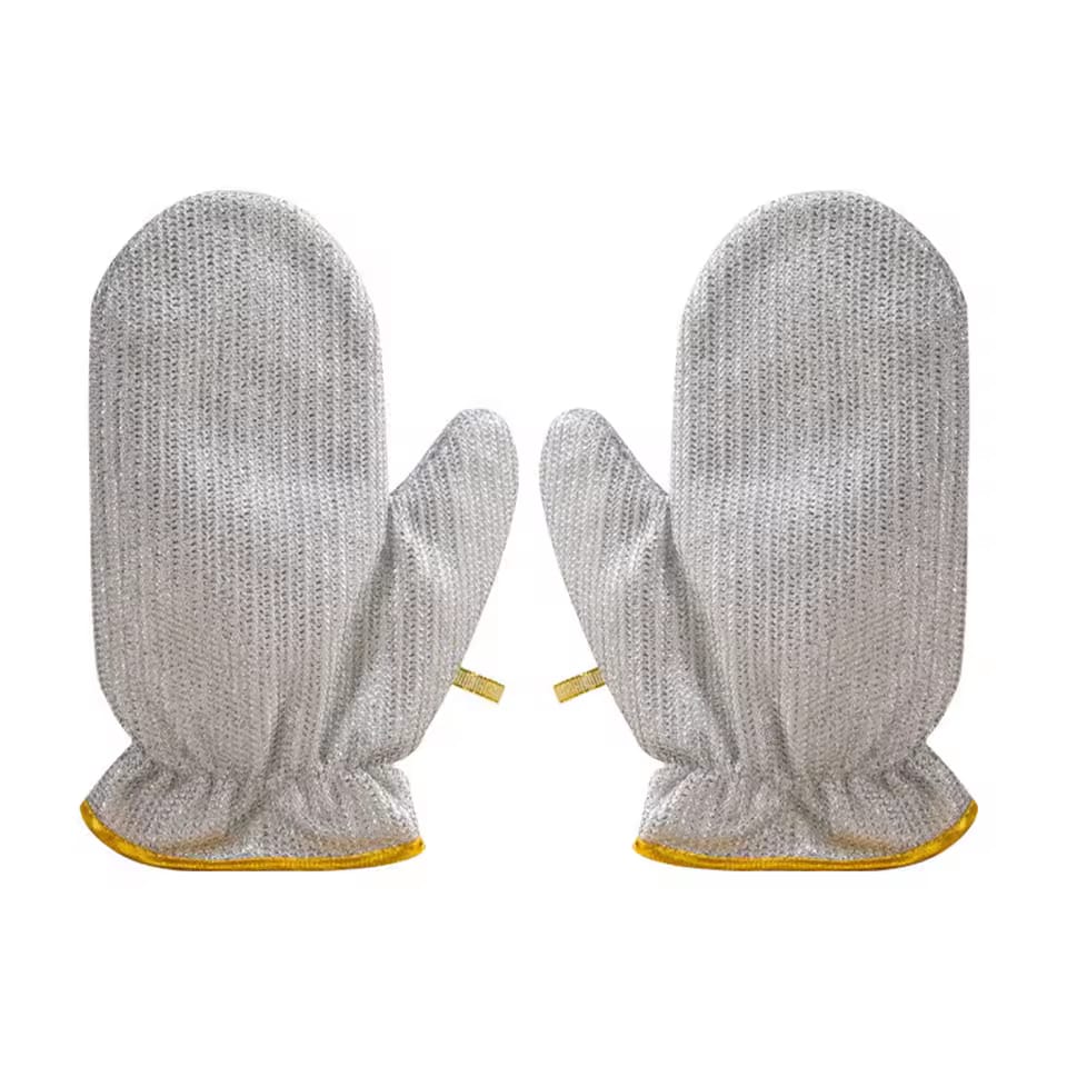 Picture of Housework Cleaning Gloves Steel Wire Ball Dish Washing Gloves Kitchen Dishcloth Dishwashing Cleaning Cloth Cleaning Tools 2 pics(2 pics Gloves)