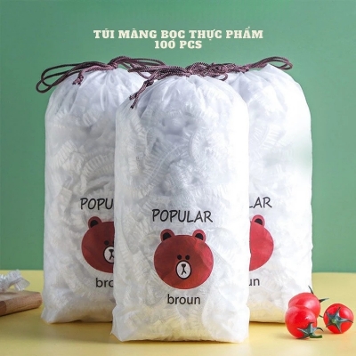 Picture of 100 pics Disposable Food Cover Plastic Wrap Elastic Food(100pcs Food Cover)