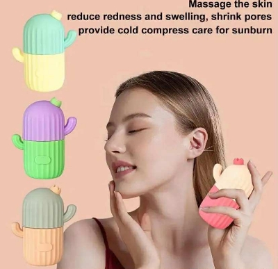 Picture of Cactus Shape Ice Roller For Face Reusable Ice Face Massager For Women Girl Eliminate Facial Puffiness In The Morning Easy To Use