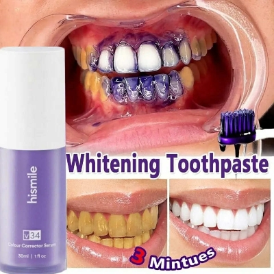 Picture of HISMILE V34 Teeth Removing Deep Smoke Stains Gingiva Protection Purple Orthopedic Toothpaste - Purple Teeth Whitening Toothpaste Kit HISMILE V34 Teeth Removing Deep Smoke Stains Gingiva Protection Purple Orthopedic Toothpaste - Purple Teeth Whitening Toot