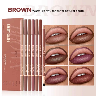 Picture of Beauty glazed Velvet Matte Lip Liner Pencil Lasting Smooth Application for Perfect Outline & Filling Double Headed Lipliner Eyeliner