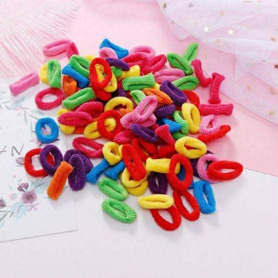 Picture of 100 Pcs/set Baby Girl Rubber Bands Kids Elastic Hair Bands for Children Mixed Colors Mini Ponytail Holder Baby Hair Accessories