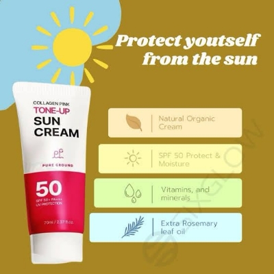 Picture of Pure Ground Collagen Pink Tone Up Sun Cream SPF50+ 70ml