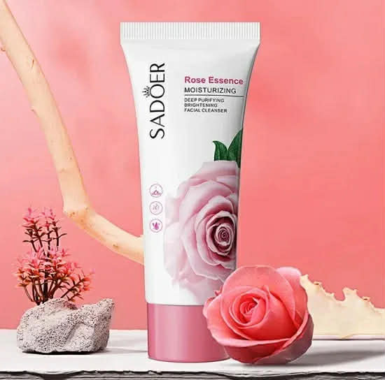 Picture of SADOER Vitamin C Facial Cleanser Rose Aloe Vera Face Wash Natural Moisturizing Deep Cleaning Skins For Women Skin Care Sensitive Skins- 100GM