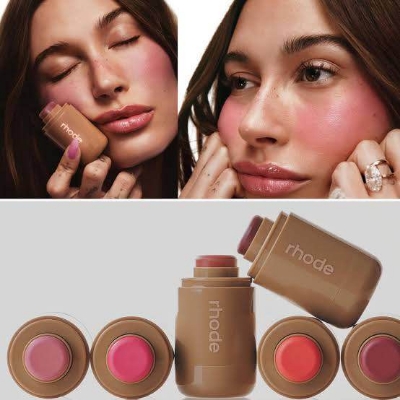 Picture of Rhode Cinnamon Roll Lip Balm Jelly Bean Lip Balm Gloss Lip Moisturizing Pocket Blush Stick Waterproof Blusher