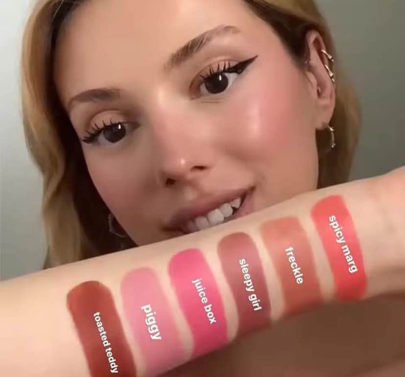 Picture of Rhode Cinnamon Roll Lip Balm Jelly Bean Lip Balm Gloss Lip Moisturizing Pocket Blush Stick Waterproof Blusher