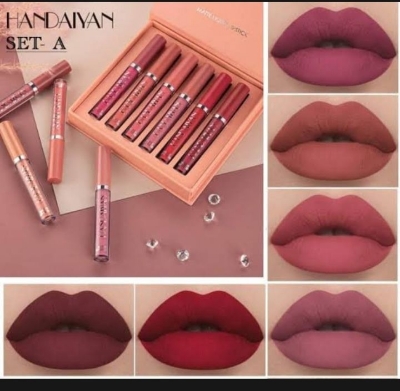 Picture of HANDAIYAN 6 Colors Long Lasting Velvet Lips Tint Liquid Lipsticks Waterproof Non-Stick Cup Lipgloss Gift Set (A)