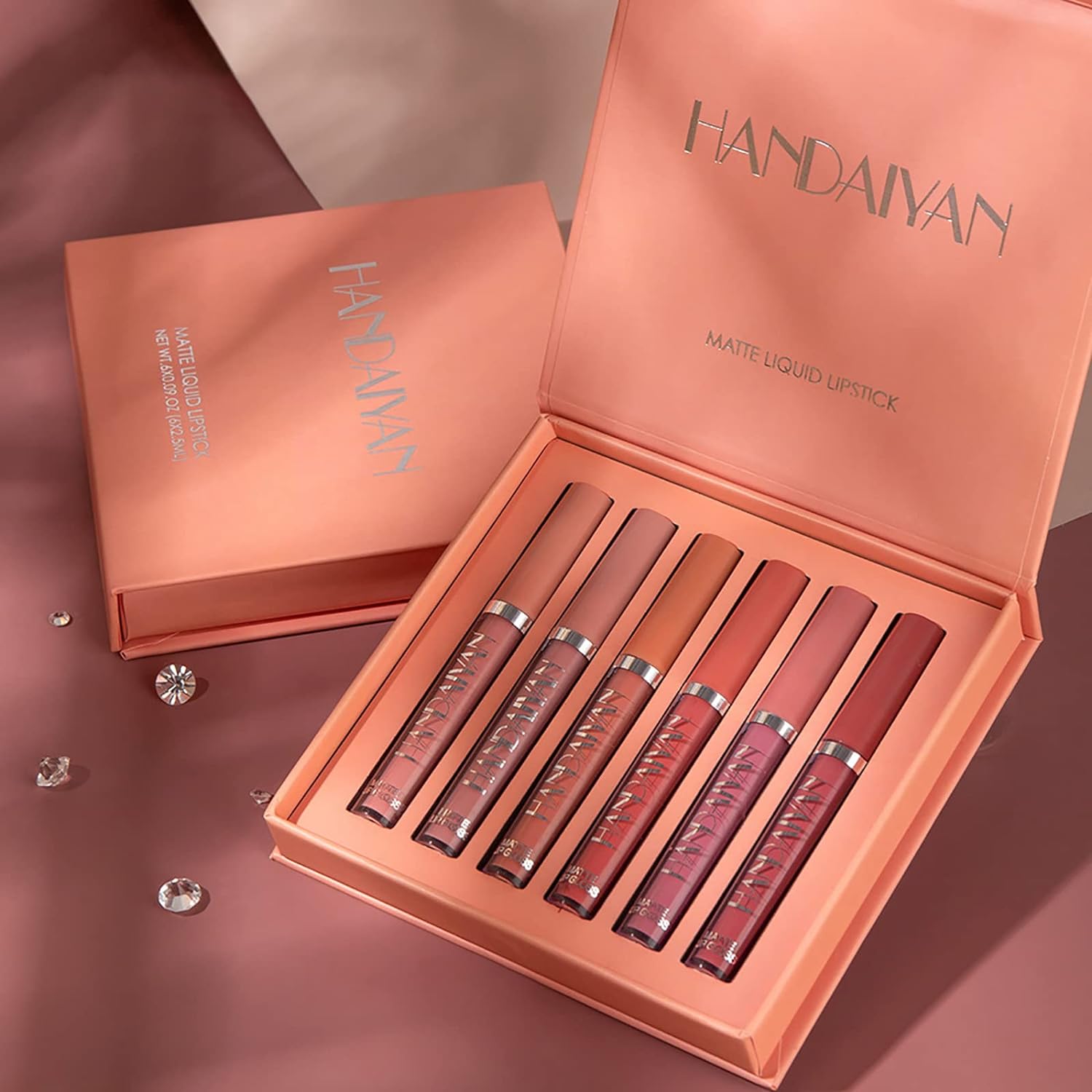 Picture of HANDAIYAN 6 Colors Long Lasting Velvet Lips Tint Liquid Lipsticks Waterproof Non-Stick Cup Lipgloss Gift Set (A)