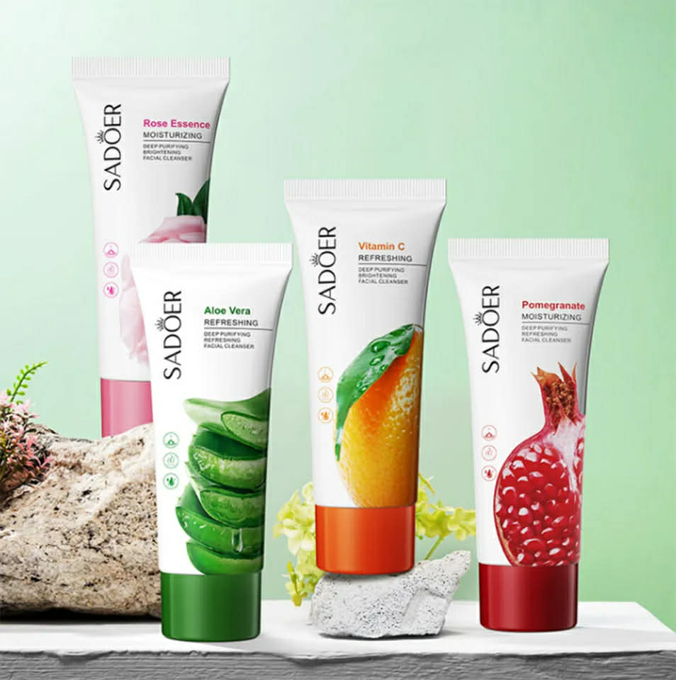 Picture of SADOER Vitamin C Facial Cleanser Rose Aloe Vera Face Wash Natural Moisturizing Deep Cleaning Skins For Women Skin Care Sensitive Skins- 100GM