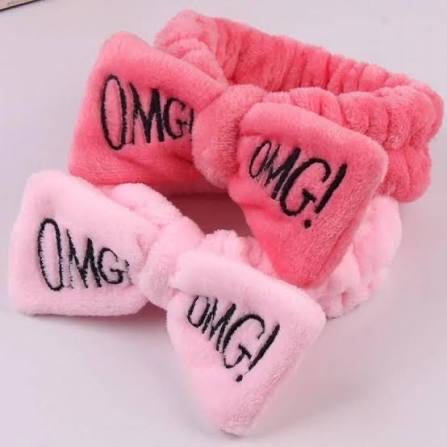 Picture of Women Bow Hair Band Fashion OMG Letters Wash Face Headband Girls Headwear Hairbands Coral Fleece Hair Accessories