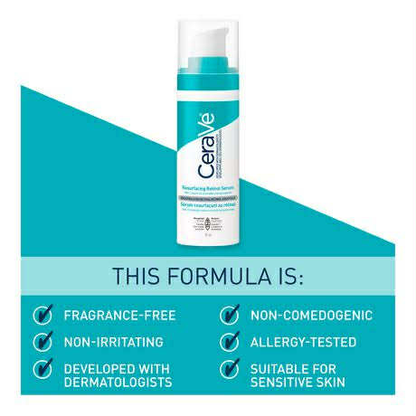 Picture of CeraVe Resurfacing Retinol Serum 30ml for Post-Acne Marks and Skin Texture | Pore Refining, Resurfacing, Brightening Facial Serum with Retinol and Niacinamide | Fragrance Free, Paraben Free & Non-Comedogenic