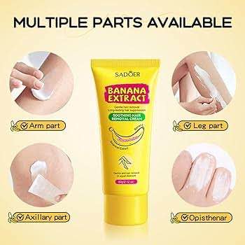 Picture of Sadoer Banana Hair Removal Cream Underarm Painless Hair Remover, Natural Gentle Depilatory, Legs, Arms and Body Hair Removal Lotion, Soothing & Skin Friendly for Women Men-60gm