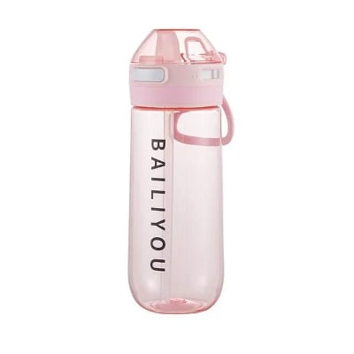 Picture of Summer new outdoor sports plastic water cup square fresh and simple student portable straw water cup 600ml - Multicolor