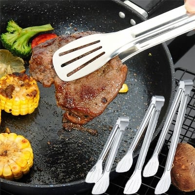 Picture of Stainless Steel  Tong Clip Clamp Accessories Salad Serving big size - Silver