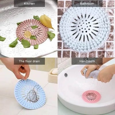 Picture of Sink Strainer, Sink Drain Strainer Set 2 Pack Stainless Steel Kitchen Sink Strainer 1Pack Silicone Drain Cover, Fits Most Kitchen Sinks, Bathroom Sinks, Shower Drains, Floor Drain in Laundry Room - Multicolor