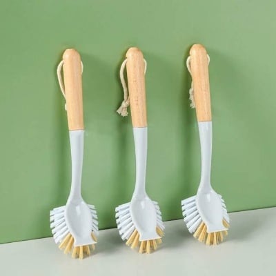 Picture of Long wooden Handle vacine brush new edation  1 pcs - Brown