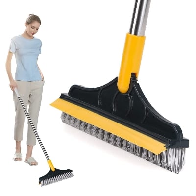 Picture of 2 in 1 Multipurpose Cleaning Mop(2 in 1 Bathroom Cleaning Brush Wiper Tiles Cleaning Bathroom Brush Floor Scrub Brush with Long Handle 120° Rotate Home Kitchen Bathroom Cleaning Brush Pack-1) - Blue