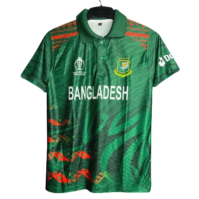 Picture of বাংলাদেশ ক্রিকেট দলের জার্সি World Cup 2023 (Embroidery) (Both Side Print), কলার জার্সি 2023-24 - bangladesh cricket jersey(Green)