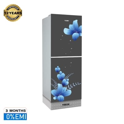 Picture of VISION Glass Door Refrigerator RE-200 Liter Jet Black Petals