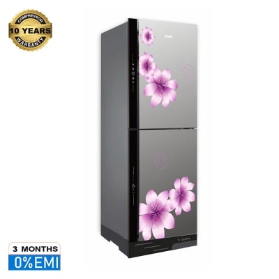 Picture of VISION Glas Door Top Mount Refrigerator RE-280 Liter Mirror White Purple