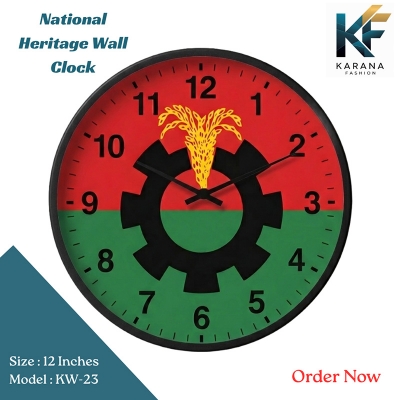 Picture of Karana Fashion (KW23) 12-Inch National Heritage Wall Clock - Patriotic Red & Green Industrial Theme Décor - Black
