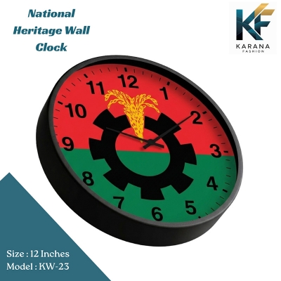 Picture of Karana Fashion (KW23) 12-Inch National Heritage Wall Clock - Patriotic Red & Green Industrial Theme Décor - Black