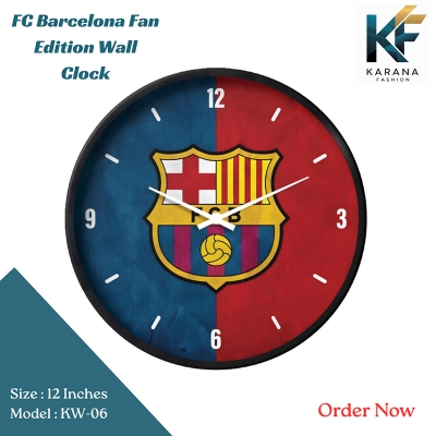 Picture of Karana Fashion (KW06) 12-Inch FC Barcelona Fan Edition Wall Clock - Premium Football Club Themed Décor - Black