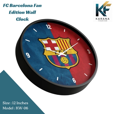 Picture of Karana Fashion (KW06) 12-Inch FC Barcelona Fan Edition Wall Clock - Premium Football Club Themed Décor - Black