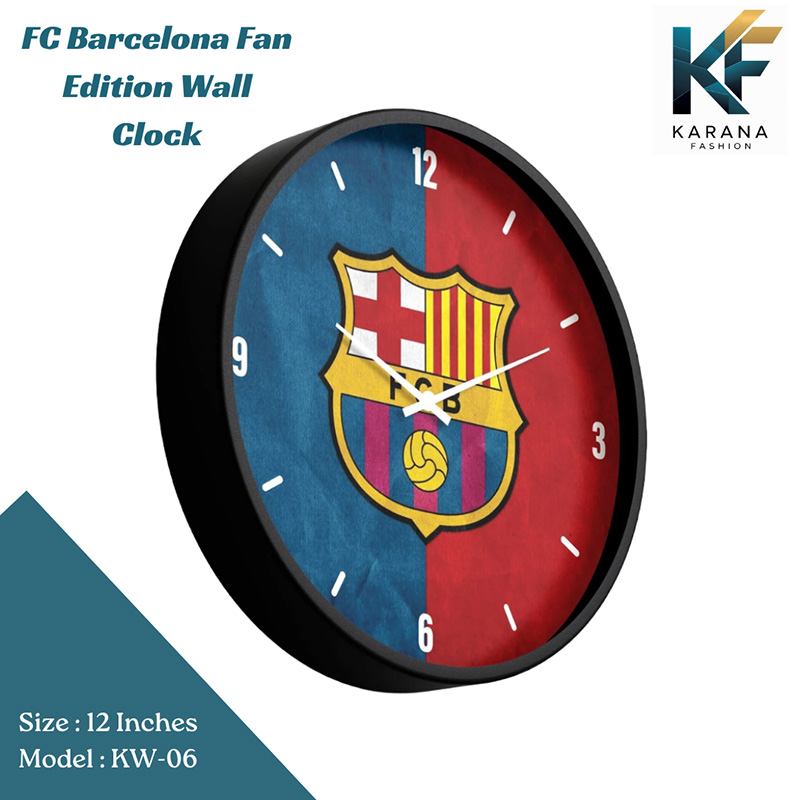 Picture of Karana Fashion (KW06) 12-Inch FC Barcelona Fan Edition Wall Clock - Premium Football Club Themed Décor - Black