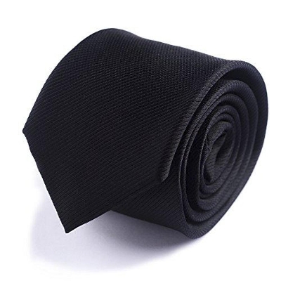 Picture of Black New Mens Solid Color Black Ties.