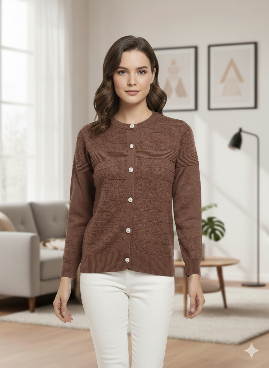 Picture of Women's Long Sleeve Sweater Open Front Cardigan Button Closer Outerwear Winter Dress Casual Solid Color Sweaters