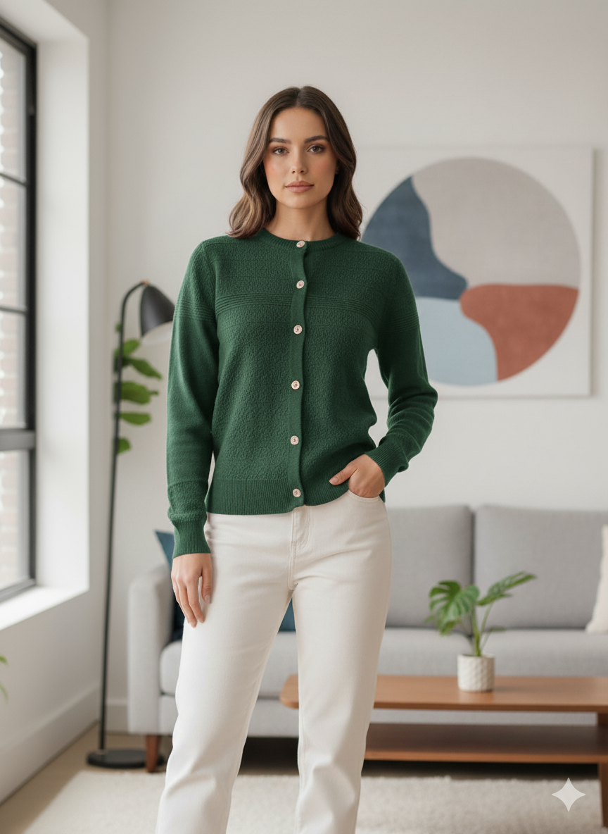 Picture of Women's Long Sleeve Sweater Open Front Cardigan Button Closer Outerwear Winter Dress Casual Solid Color Sweaters
