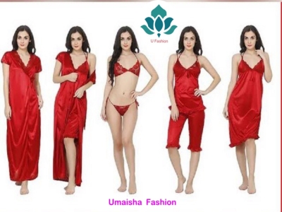 Picture of Fashionable China Glossy Fabrics 6 Part Nighty for Woman Nightdress.