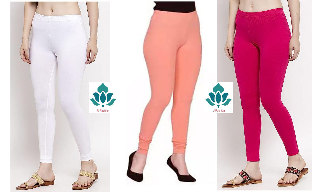 Picture of Pack of 3 Wide Long Womans Cotton Tights Legging churidar Free Size