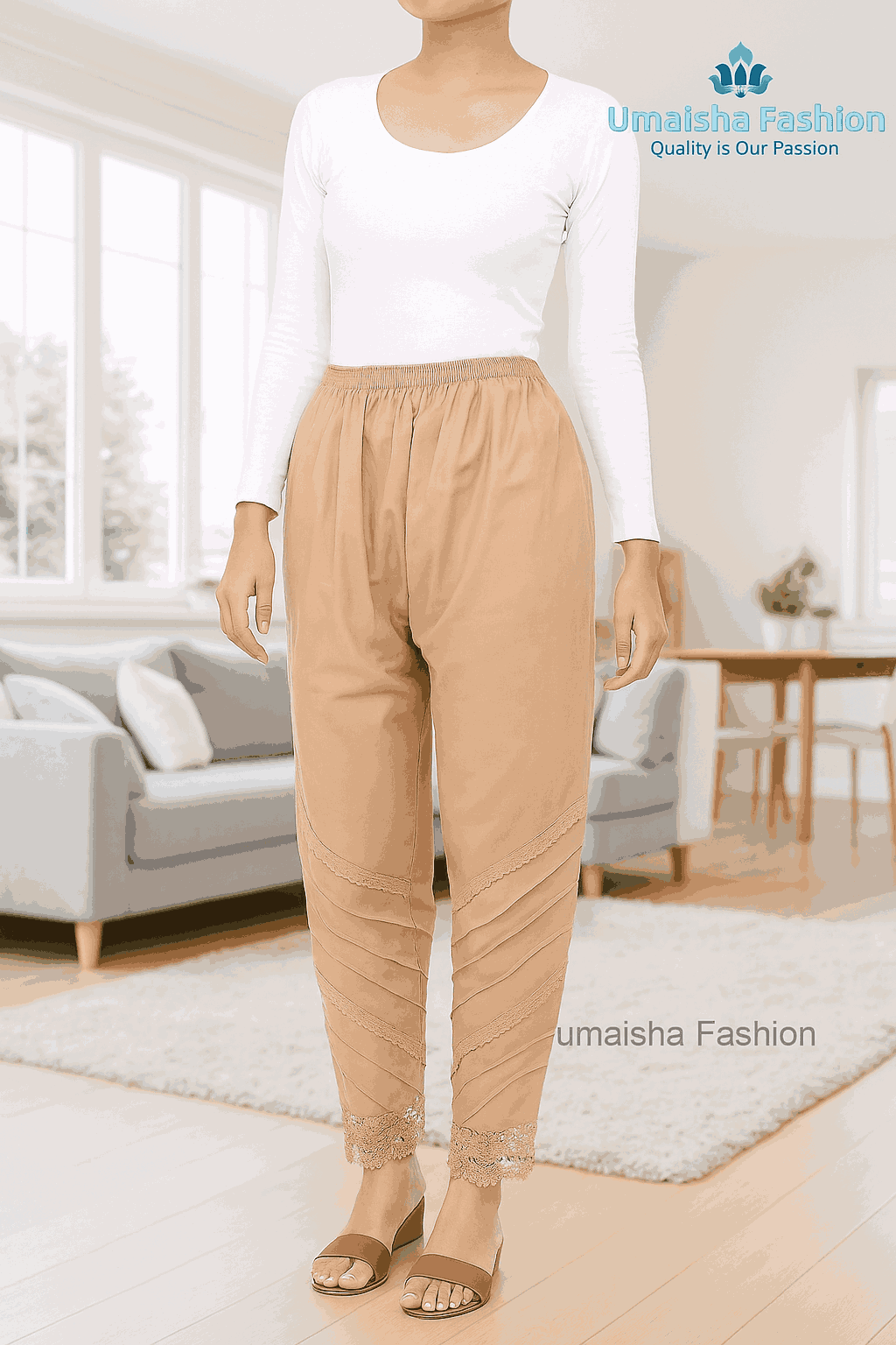 Picture of Suti Kaporer Cotton Pajama Pants for Women Solid Color. 🩵 উমাইশা ফ্যাশান – মেয়েদের প্রিমিয়াম সুতি পায়জামা 🩵