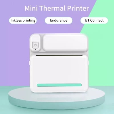Picture of Portable Mini Printer | Compatible with iOS & Android | Wireless Bluetooth Thermal Printing | Great for Printing Text Messages, Labels, Photos, DIY Projects, Notes, and Creating Posters | Mini Pocket Printer | Ideal for Students, Teachers, and Creatives(C19)