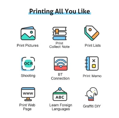 Picture of Portable Mini Printer | Compatible with iOS & Android | Wireless Bluetooth Thermal Printing | Great for Printing Text Messages, Labels, Photos, DIY Projects, Notes, and Creating Posters | Mini Pocket Printer | Ideal for Students, Teachers, and Creatives(C19)