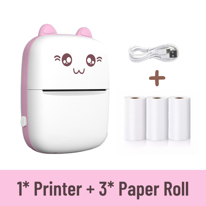 Picture of Portable Mini Thermal Printer 58mm Bluetooth Printer for printing Photo Label DIY Handcraft List Memo Notes Journal Receipt Instant Printer, Nadra-C9-Pink-Mini-3-Roll(Pink)