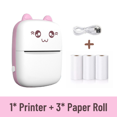 Picture of Portable Mini Thermal Printer 58mm Bluetooth Printer for printing Photo Label DIY Handcraft List Memo Notes Journal Receipt Instant Printer, Nadra-C9-Pink-Mini-3-Roll(Pink)