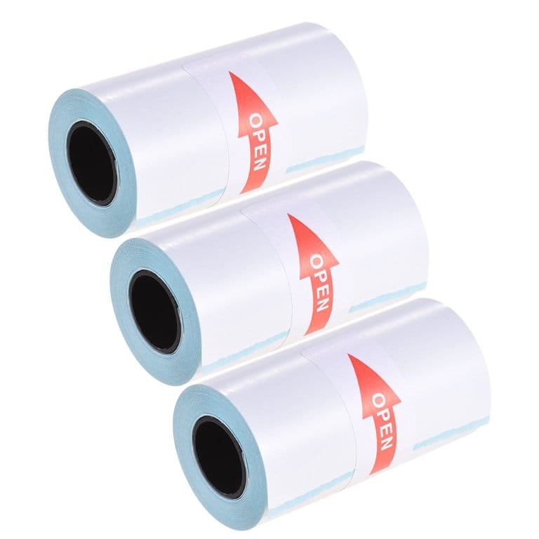 Picture of 3pcs 57x30mm Sticker Paper Rolls - Thermal Adhesive Paper for Mini Printers | Perfect for Mini Printer Paperang, Memobird, Poooli, Barcode & Price Tag Printing(White)