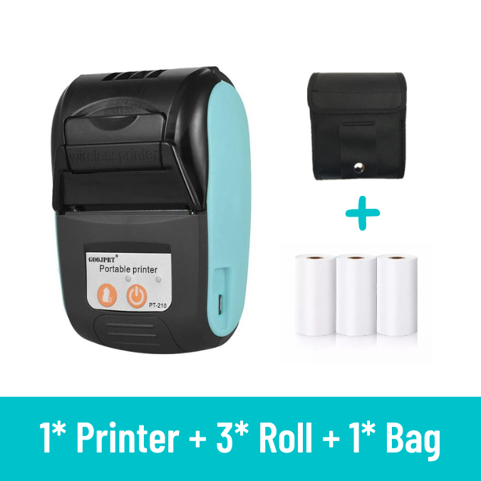 Picture of Thermal Receipt Printer, 58mm Portable POS Printer USB Bluetooth Support Android/iOS/Supermarket, Nadra-PT-210-Range-3-Rolll(Blue)