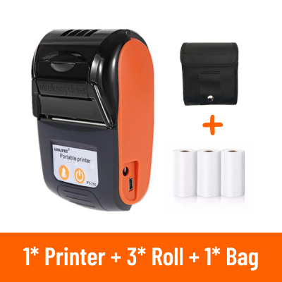 Picture of Thermal Receipt Printer, 58mm Portable POS Printer USB Bluetooth Support Android/iOS/Supermarket, Nadra-PT-210-Range-3-Rolll(Orange)