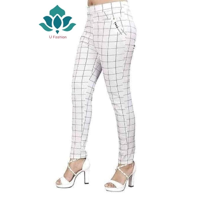 Picture of Ladies Stylish Stretchy Solid Pants for Women Girls