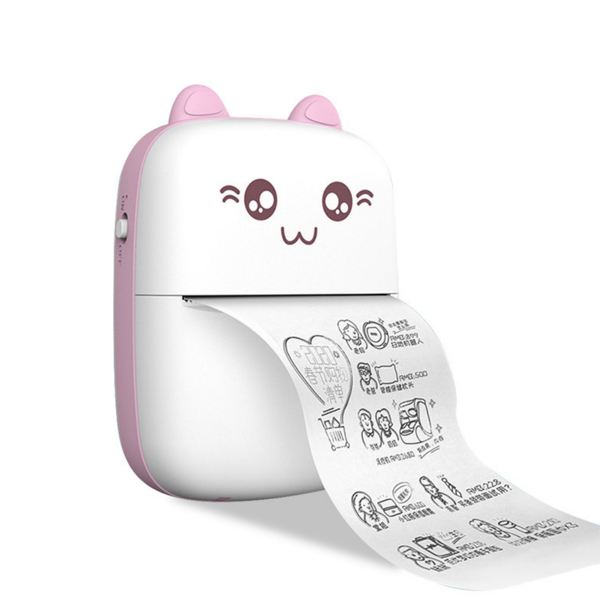 Picture of Mini Printer Wireless Bluetooth Thermal Printer Photo Label Sticker Printer Receipt Notes Printer Mobile Thermal Printer Rechargeable Pocket Printer, Nadra-C9-Mini-Pink-Blue(Pink)
