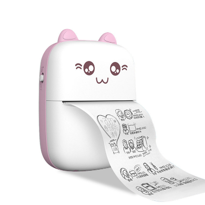 Picture of Mini Printer Wireless Bluetooth Thermal Printer Photo Label Sticker Printer Receipt Notes Printer Mobile Thermal Printer Rechargeable Pocket Printer, Nadra-C9-Mini-Pink-Blue(Pink)